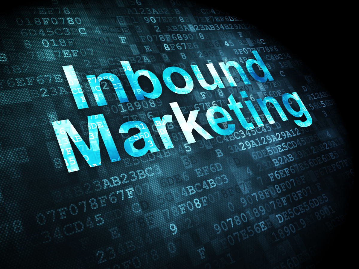 Inbound marketing words on digital screen